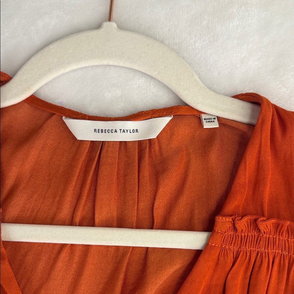 NWOT Silk Blouse XS V-Neck Long Sleeve Smocked - Picture 4 of 5